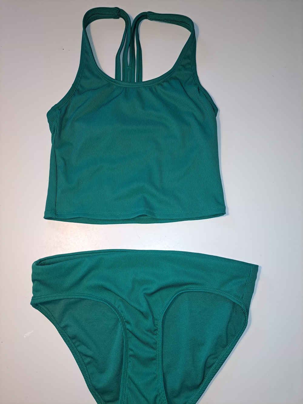 Women’s Teal Ribbed Tankini Set - Swim Top & Bottom